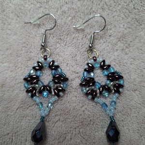 Gyöngy fülbevaló, Ékszer, Fülbevaló, Lógó fülbevaló, Gyöngyfűzés, gyöngyhímzés, Ékszerkészítés, MESKA