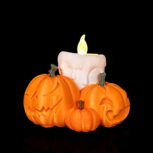 Halloween tök mécsestartó, faragott töklámpás gyertyával � asztali dekoráció és éjjeli lámpa, 10 x 7 cm - otthon & életmód - dekoráció - halloween - halloweeni tök - Meska.hu