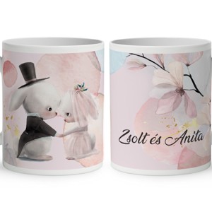 Kérd a neveddel - Légy a feleségem Nyuszikám mintás bögre, Otthon & Életmód, Konyhafelszerelés, tálalás, Tálalás, Bögre & Csésze, , MESKA