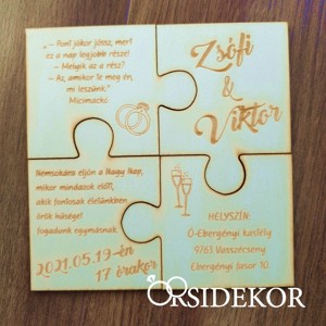 Puzzle meghívó, gravírozott modern mintával - esküvő - meghívó & kártya - meghívó - Meska.hu
