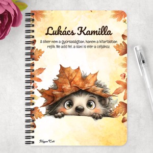 Személyre szabható - Cuki őszi kukucskáló süni mintás A5-ös füzet - otthon & életmód - papír, írószer - jegyzetfüzet & napló - Meska.hu