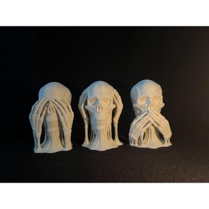 3D nyomtatott Nem hall, nem lát, nem szól koponya szobor, Otthon & Életmód, Dekoráció, Halloween, Halloweeni dekoráció, Mindenmás, MESKA