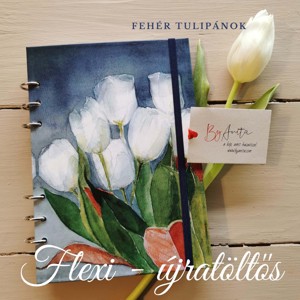 Flexi füzet - Fehér tulipánok - Meska.hu