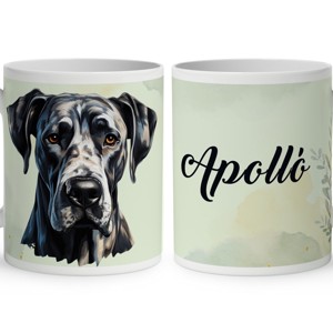 Névvel kérhető - Fekete (dán) német dog portré mintás bögre, Otthon & Életmód, Konyhafelszerelés, tálalás, Tálalás, Bögre & Csésze, , MESKA