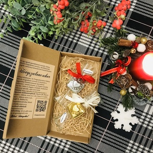 Üvegszaloncukor díszdobozban nemesfémmel, névreszóló, feliratozható, cégajándék, külf-re is - karácsony - karácsonyi lakásdekoráció - karácsonyfadíszek - Meska.hu