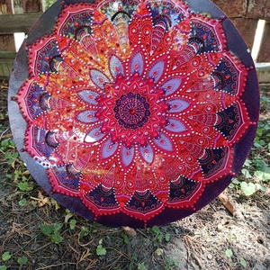 Tűzvirág mandala , Otthon & Életmód, Dekoráció, Spiritualitás, Mandala, Festett tárgyak, MESKA