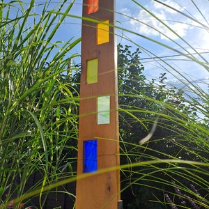 Fából és üvegből készült kerti szobor - otthon & életmód - ház & kert - kerti dísz - Meska.hu