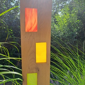 Fából és üvegből készült kerti szobor - otthon & életmód - ház & kert - kerti dísz - Meska.hu