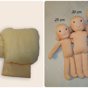 Baba alapanyag csomag 25 cm magas waldorf jellegű babához, NATÚR SZÍNBEN - kellékek & szerszámok - vegyes alapanyag - gyapjú, nemez - Meska.hu