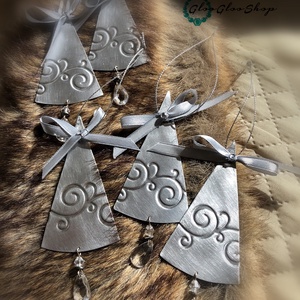 Ezüst karácsony 1. (5 db / csomag) - karácsony - karácsonyi lakásdekoráció - karácsonyfadíszek - Meska.hu