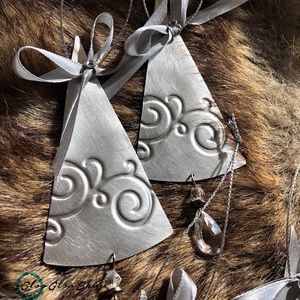 Ezüst karácsony 1. (5 db / csomag) - karácsony - karácsonyi lakásdekoráció - karácsonyfadíszek - Meska.hu