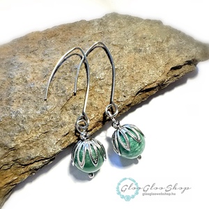 Amazonit romantikusan modern nemesacél fülbevaló - ékszer - fülbevaló - lógó fülbevaló - Meska.hu