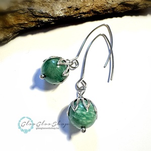 Amazonit romantikusan modern nemesacél fülbevaló - ékszer - fülbevaló - lógó fülbevaló - Meska.hu