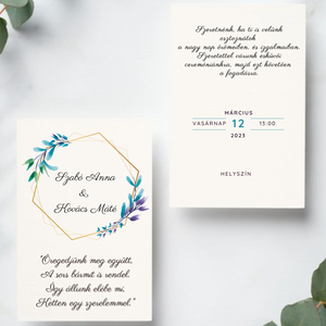 Esküvői meghívó borítékkal #kék-arany, Esküvő, Meghívó & Kártya, Meghívó, Fotó, grafika, rajz, illusztráció, Meska