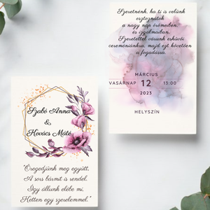 Esküvői meghívó borítékkal #lila-arany, Esküvő, Meghívó & Kártya, Meghívó, Fotó, grafika, rajz, illusztráció, Meska