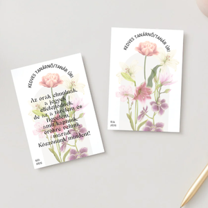 Kísérőkártya, köszönő ajándékkísérő kártya tanárnak, Otthon & Életmód, Papír, írószer, Ajándékozás kellékei, Képeslap, üdvözlőlap, Fotó, grafika, rajz, illusztráció, MESKA