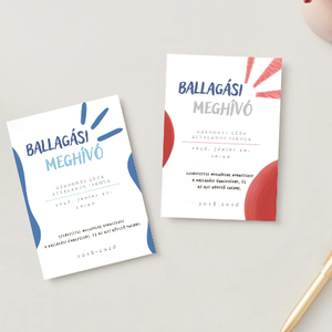 Ballagási meghívó kék vagy piros színben - Meska.hu
