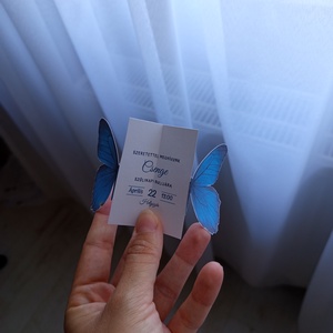 Kék pillangós, formavágott, hajtott meghívó szülinapra, keresztelőre, gyerekzsúrra - otthon & életmód - papír, írószer - meghívó - születésnapi meghívó - Meska.hu