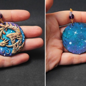 Galaxis Főnix Madár medál ametiszt gyönggyel - fantasy nyaklánc - ékszer - nyaklánc - medál - Meska.hu