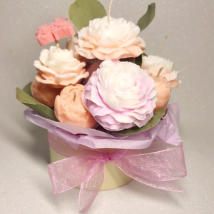 Kézműves szójaviasz virágbox � virág alakú gyertyákkal, Esküvő, Dekoráció, Asztaldísz, Gyertya-, mécseskészítés, MESKA