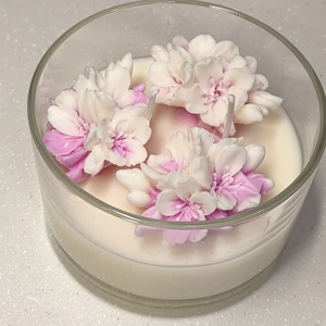 Sakura Ünnep - szójaviasz gyertya virágokkal, Otthon & Életmód, Gyertya, illat, aroma, Gyertya, , MESKA