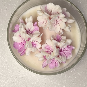 Sakura Ünnep - szójaviasz gyertya virágokkal - otthon & életmód - gyertya, illat, aroma - gyertya - Meska.hu