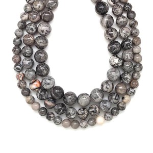 Jáspis silver leaf golyó 8-9mm � ékszerkészítő alapanyag (füzér), Kellékek & szerszámok, Ásvány alapanyag, Ásványfüzér, , MESKA