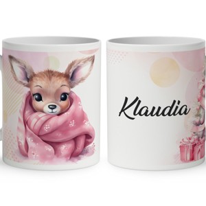 Kérd a neveddel - Pink Cuki őzike mintás bögre, Otthon & Életmód, Konyhafelszerelés, tálalás, Tálalás, Bögre & Csésze, , MESKA