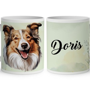 Névvel kérhető - Shetlandi juhászkutya portré mintás bögre, Otthon & Életmód, Konyhafelszerelés, tálalás, Tálalás, Bögre & Csésze, , MESKA