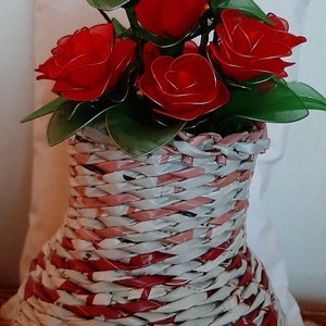 Rózsa csokor vázában / 40cm/ - esküvő - menyasszonyi- és dobócsokor - Meska.hu