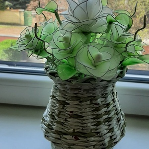 Rózsa csokor vázában / 40cm/, Esküvő, Menyasszonyi- és dobócsokor, Virágkötés, Papírművészet, MESKA