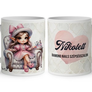 Névvel kérhető - Cuki Körmös manólány mintás bögre, Otthon & Életmód, Konyhafelszerelés, tálalás, Tálalás, Bögre & Csésze, , MESKA
