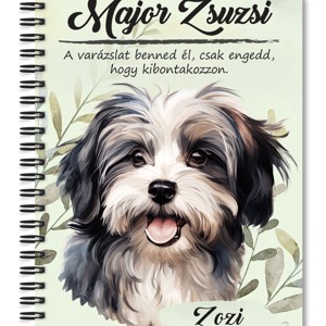 Személyre szabható - Szürke Havanese portré mintás A6-os füzet, Otthon & Életmód, Papír, írószer, Jegyzetfüzet & Napló, , MESKA