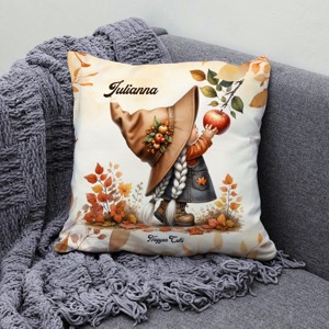 Névvel kérhető - Őszi manó lány és az alma mintás párna - otthon & életmód - lakástextil - párna & párnahuzat - díszpárna (belsővel együtt) - Meska.hu