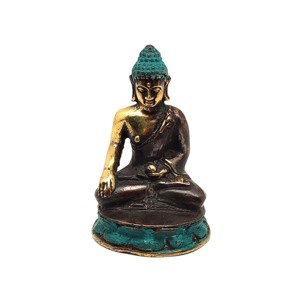 Réz figura Buddha tanító óarany zöld 6,5x4cm - Meska.hu
