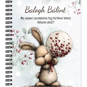 Személyre szabható - Cuki téli nyuszi gömbbel mintás A6-os füzet, Otthon & Életmód, Papír, írószer, Jegyzetfüzet & Napló, , MESKA