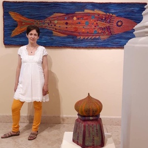 Nemezelt falikép, Vízben, Mérete: 242 x 73 cm RENDELHETŐ - művészet - textilkép - nemezelt - Meska.hu
