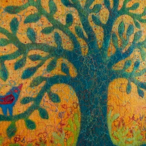 Rendelhető, Életfa Nappal- Holddal nemezkép 87 x 84 cm. - művészet - textilkép - nemezelt - Meska.hu