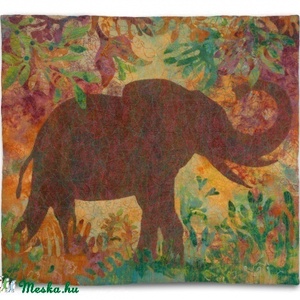 Még létezők I.   Afrikai elefánt, 126 x114 cm, nemez, Művészet, Textilkép, Nemezelt, Nemezelés, MESKA