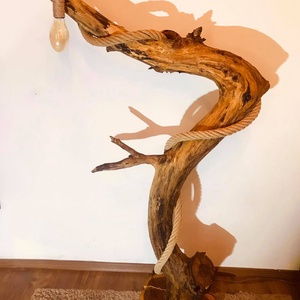 Rusztikus állólámpa görbe fából és kötélből - otthon & életmód - lámpa - állólámpa - Meska.hu