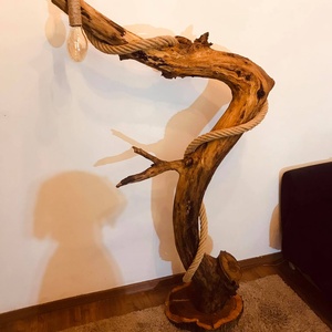 Rusztikus állólámpa görbe fából és kötélből - otthon & életmód - lámpa - állólámpa - Meska.hu