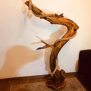 Rusztikus állólámpa görbe fából és kötélből - otthon & életmód - lámpa - állólámpa - Meska.hu