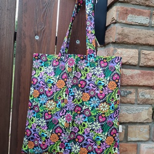 Virágos vászon szatyor , Táska & Tok, Bevásárlás & Shopper táska, Shopper, textiltáska, szatyor, Varrás, MESKA