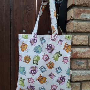 Bagoly mintás szatyor , Táska & Tok, Bevásárlás & Shopper táska, Shopper, textiltáska, szatyor, Varrás, MESKA