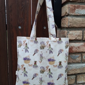 Levendula mintás szatyor  - táska & tok - bevásárlás & shopper táska - shopper, textiltáska, szatyor - Meska.hu