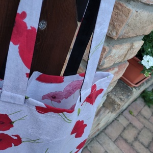 Pipacsos bevásárló táska  - táska & tok - bevásárlás & shopper táska - shopper, textiltáska, szatyor - Meska.hu