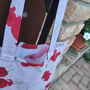 Pipacsos bevásárló táska  - táska & tok - bevásárlás & shopper táska - shopper, textiltáska, szatyor - Meska.hu