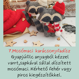 Mosómaci karácsonyfadísz, Karácsony, Karácsonyi lakásdekoráció, Karácsonyfadíszek, Varrás, MESKA