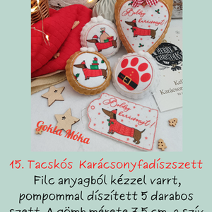 Tacsis szett karácsonyfadísz, Karácsony, Karácsonyi lakásdekoráció, Karácsonyfadíszek, Varrás, MESKA