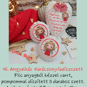 Angyalos szett karácsonyfadísz, Karácsony, Karácsonyi lakásdekoráció, Karácsonyfadíszek, Varrás, MESKA